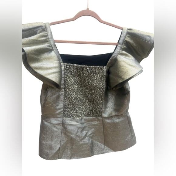 Y2K Cache Gold Metallic Fairy Glam Party Smocked Back Babydoll Top Large Fairy - Picture 7 of 9